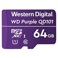MEMORIA WD PURPLE SC QD101 MICRO SDXC 64GB VIDEOVIGILANCIA 24/7 CLASE 10 U1 LECT 50MB/S ESC 40MB/S WDD064G1P0C
