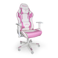SILLA OCELOT GAMING OSR-05 / VINIPIEL / BASE NYLON AJUSTABLE / DESCANSABRAZOS 2D / PISTON CLASE 4 / RECLINABLE 90-155 GRADOS / HASTA 150KG / COJINES LUMBAR Y CERVICAL / COLOR BLANCO CON ROSA