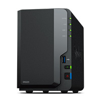 NAS SYNOLOGY DS223 /2 BAHIAS NUCLEO CUDRUPLE 1.7 GHZ /2GB DDR4/ LAN GIGABIT X1/USB 3.2 X3/SATA/HOT-SWAP/ SIN DISCOS/ REALTEK RTD1619B/HASTA 36 TB