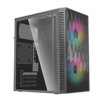 GABINETE ACTECK FUJI GC470 / MINI TORRE / MICRO ATX , MINI ITX / FUENTE 500W / VENTILADOR RGB / PANEL ACRILICO, METAL / NEGRO / AC-935838