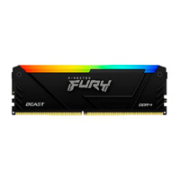 MEMORIA RAM KINGSTON DIMM DDR4 16GB 3200MT/S FURY BEAST BLACK XMP RGB CL16 288PIN 1.35V C/DISIPADOR DE CALOR P/PC/GAMER/ALTO RENDIMIENTO KF432C16BB12A/16