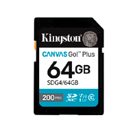 MEMORIA FLASH SD KINGSTON SDXC CANVAS GO PLUS 64GB 200MB/S C10 UHS-I U3 V30 (SDG4/64GB)