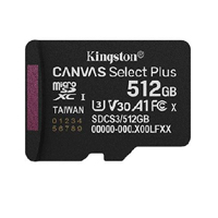 MEMORIA FLASH MICRO SD KINGSTON SDXC CANVAS SELECT PLUS 512GB 150MB/S UHS-I U3 V30 SIN/ADAPTADOR (SDCS3/512GBSP)